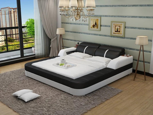 BED: KING Modern Leatherette Bed With Storage