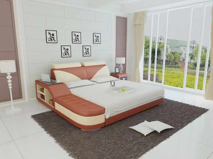 Queen Size Bed: Queen Leatherette Bed With Storage