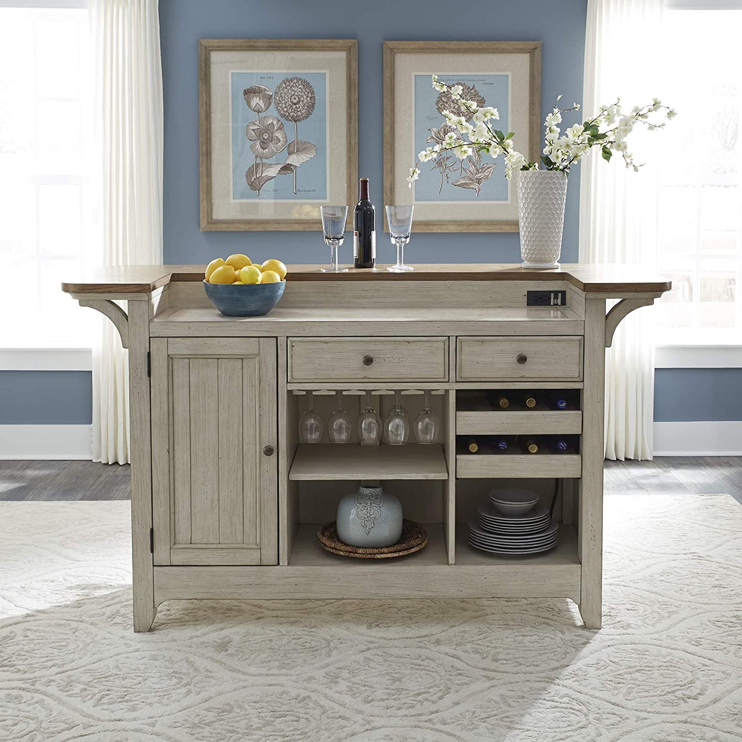 Bar Cabinet: Antique White Bar Unit