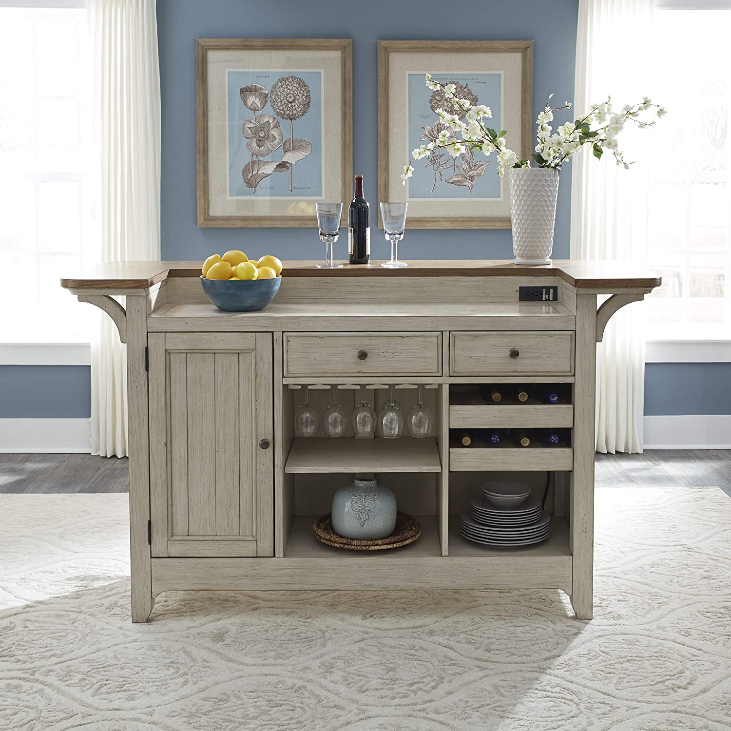 Bar Cabinet: Antique White Bar Unit