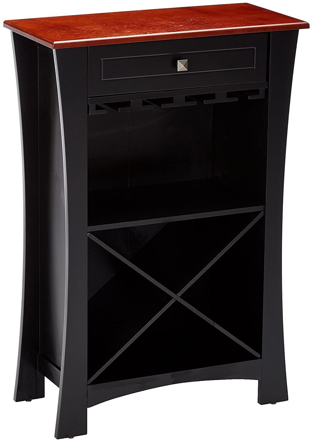 Bar Cabinet: Bar Cabinet Wine Storage With Glass Holders & Drawer