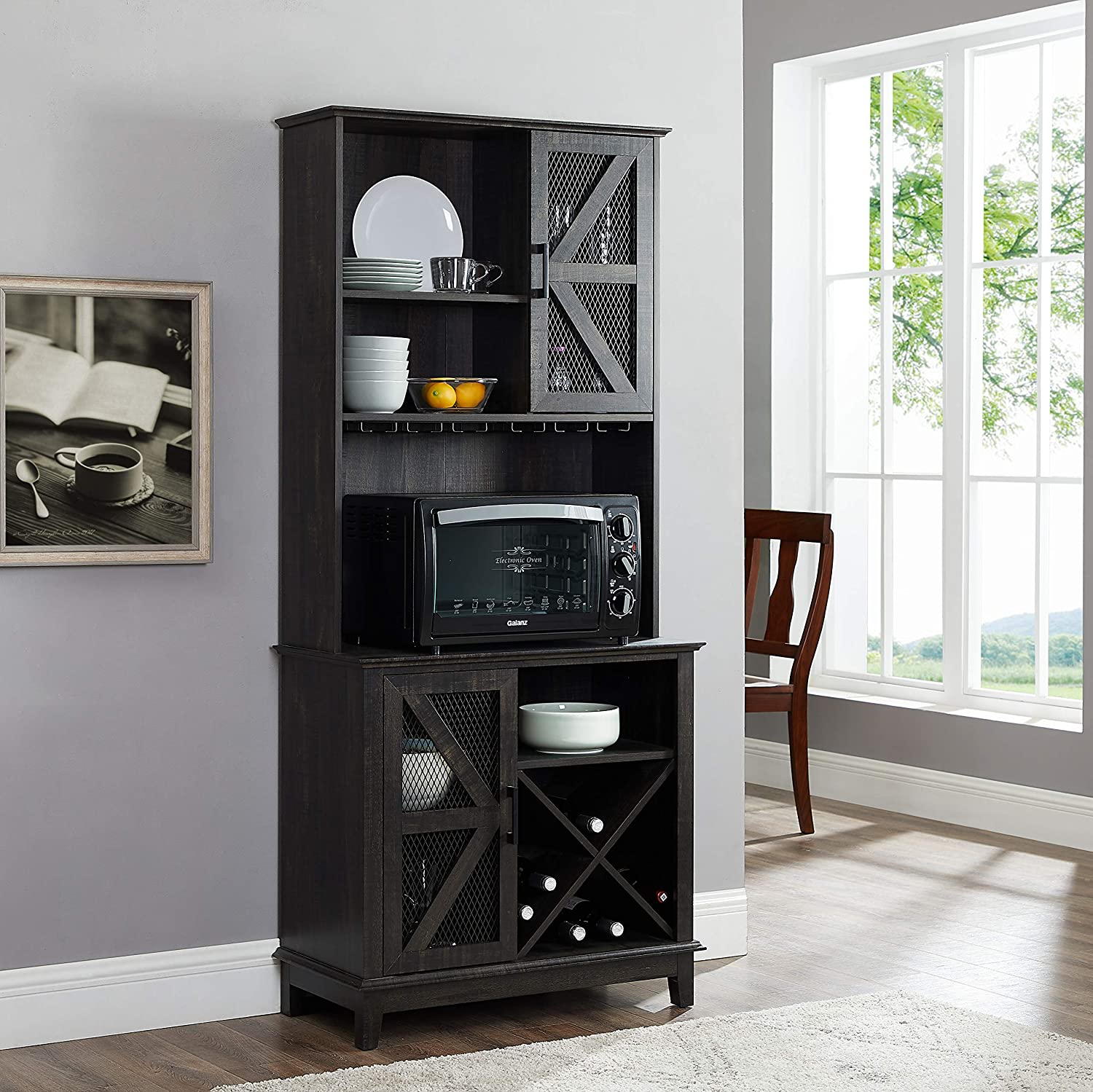Bar Cabinet: Bar Cabinet and Coffee Station (Charcoal)