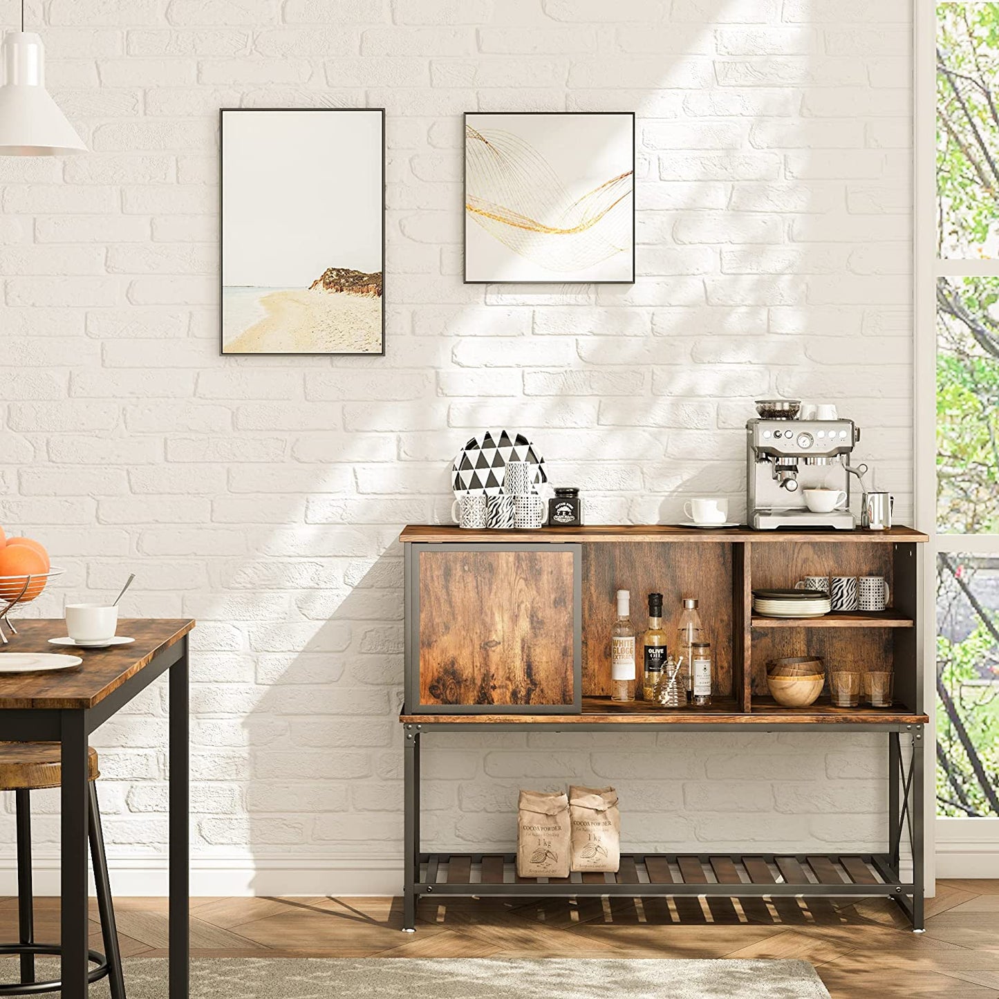 Bar Cabinet: Bar Cabinet with Adjustable Shelf Inside Kitchen Storage Cabinet 