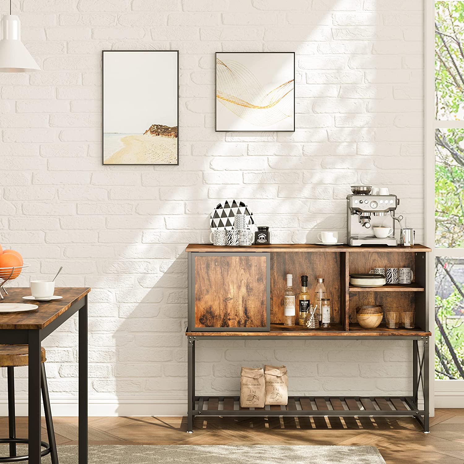 Bar Cabinet: Bar Cabinet with Adjustable Shelf Inside Kitchen Storage Cabinet 