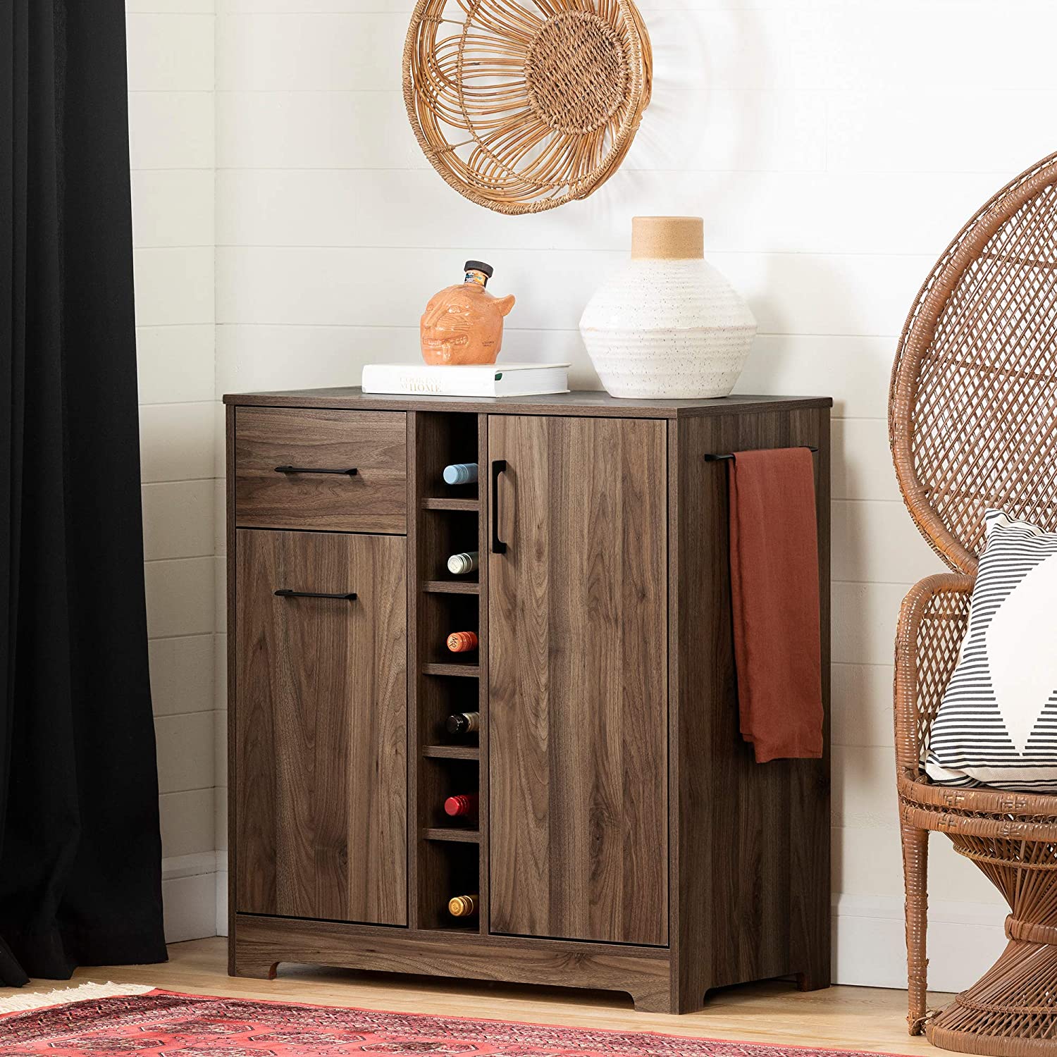 Bar Cabinet: Bar Cabinet with Bottle and Glass Storage