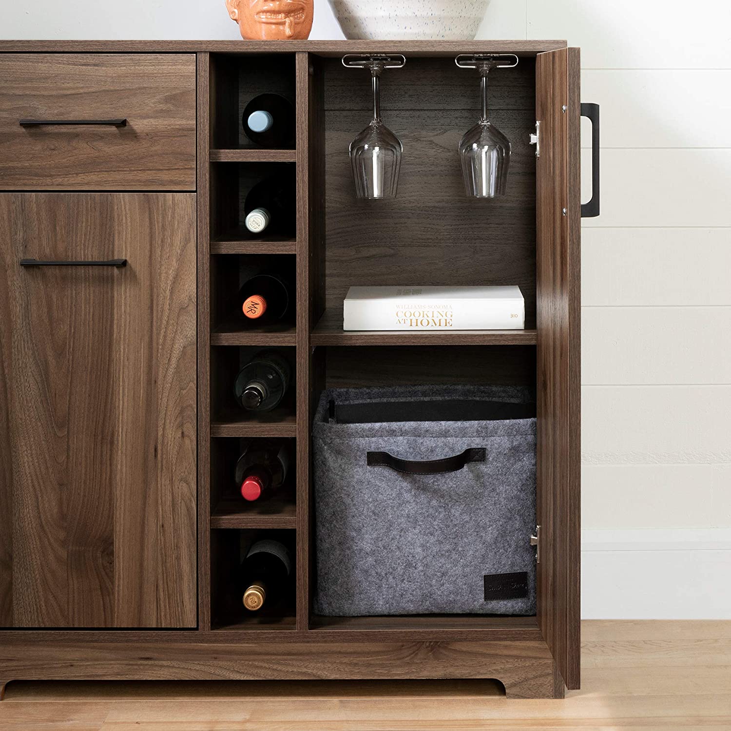 Bar Cabinet: Bar Cabinet with Bottle and Glass Storage