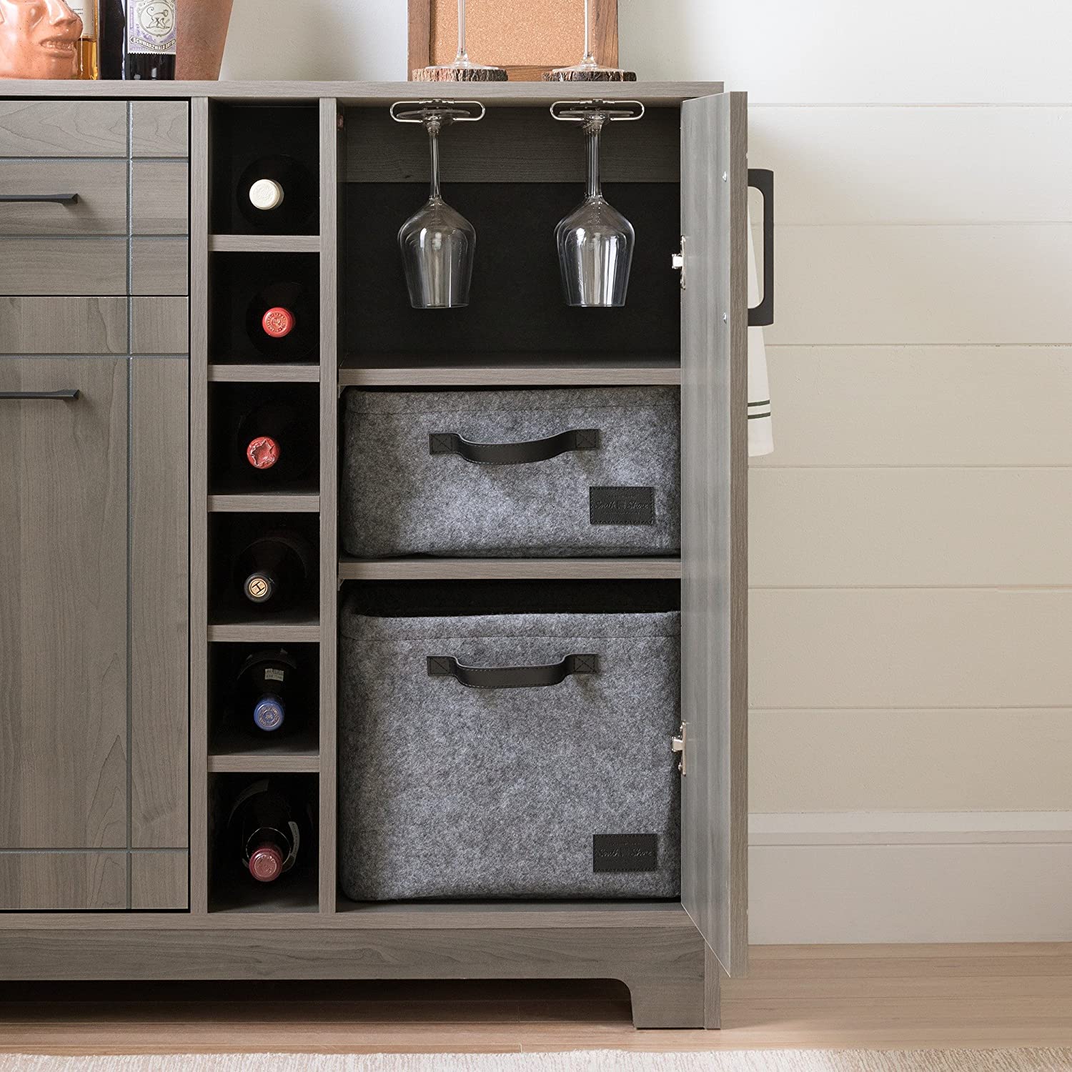 Bar Cabinet: Bar Cabinet with Bottle and Glass Storage