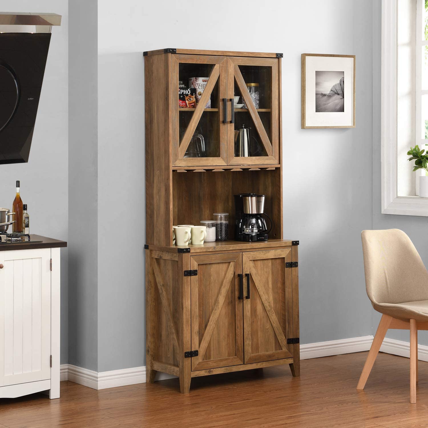 Bar Cabinet: Bar Cabinet with Upper Glass Cabinet