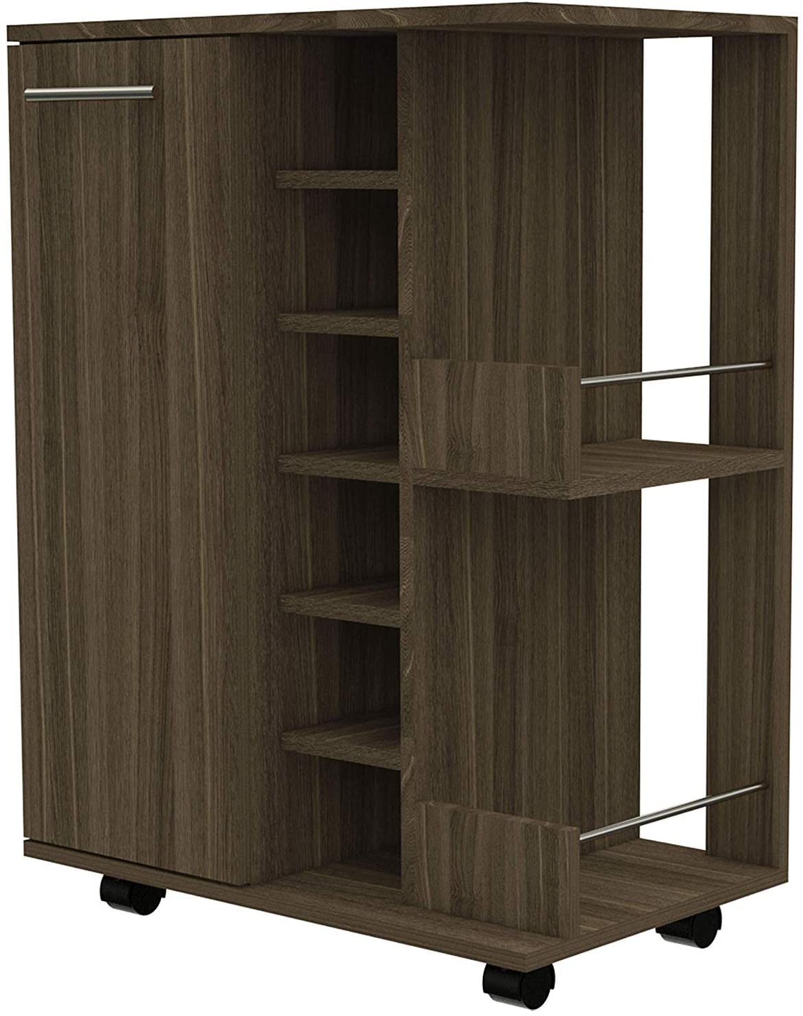 Bar Cabinet: Bar Storage Display Cabinet Cart with Wheels