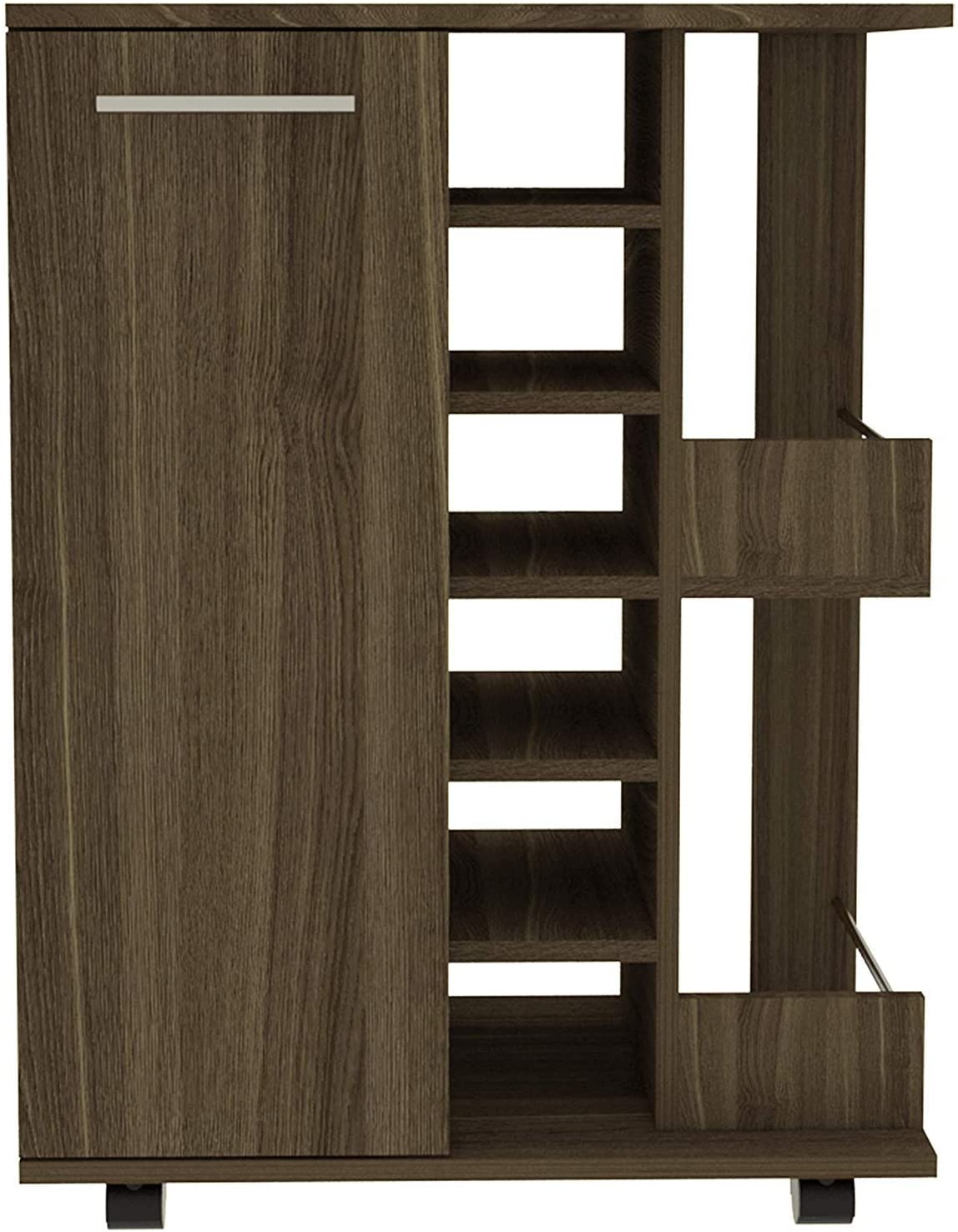 Bar Cabinet: Bar Storage Display Cabinet Cart with Wheels