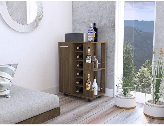 Bar Cabinet: Bar Storage Display Cabinet Cart with Wheels