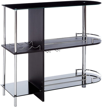 Bar Cabinet: Bar Table with Two Tempered Glass Shelves