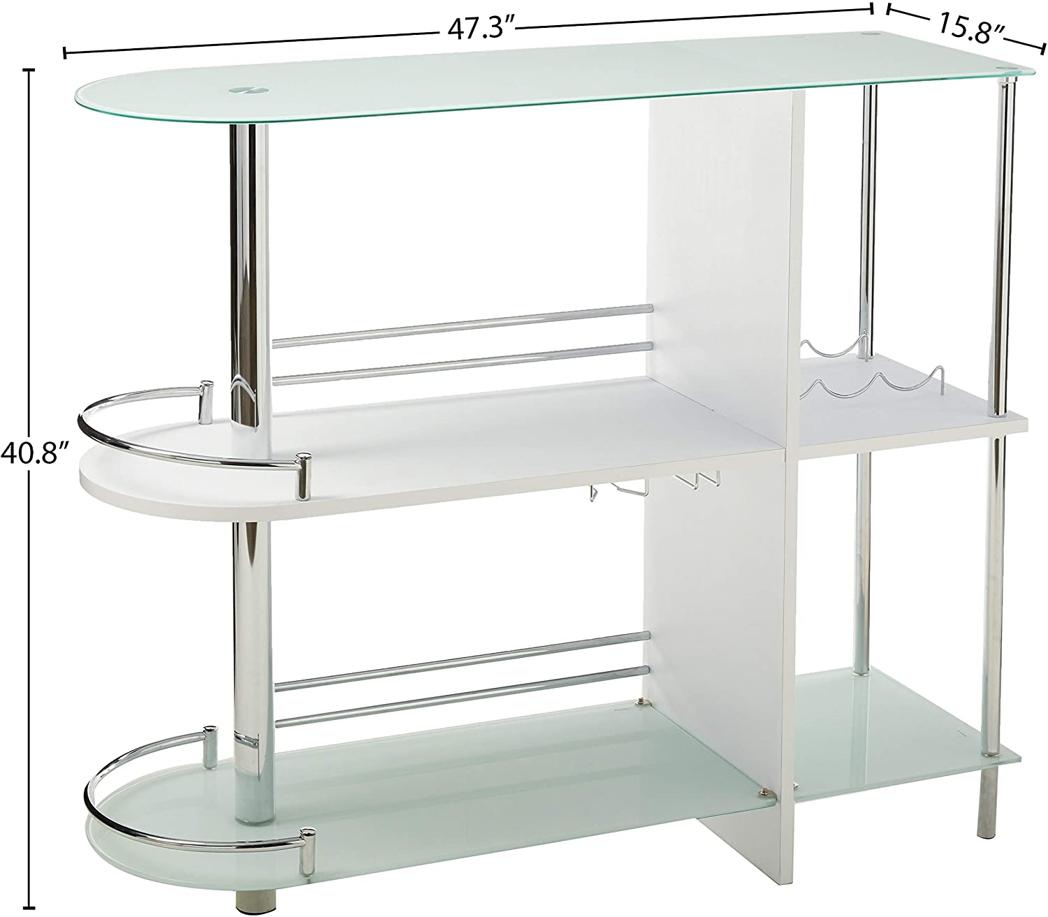 Bar Cabinet: Bar Table with Two Tempered Glass Shelves