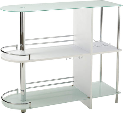 Bar Cabinet: Bar Table with Two Tempered Glass Shelves
