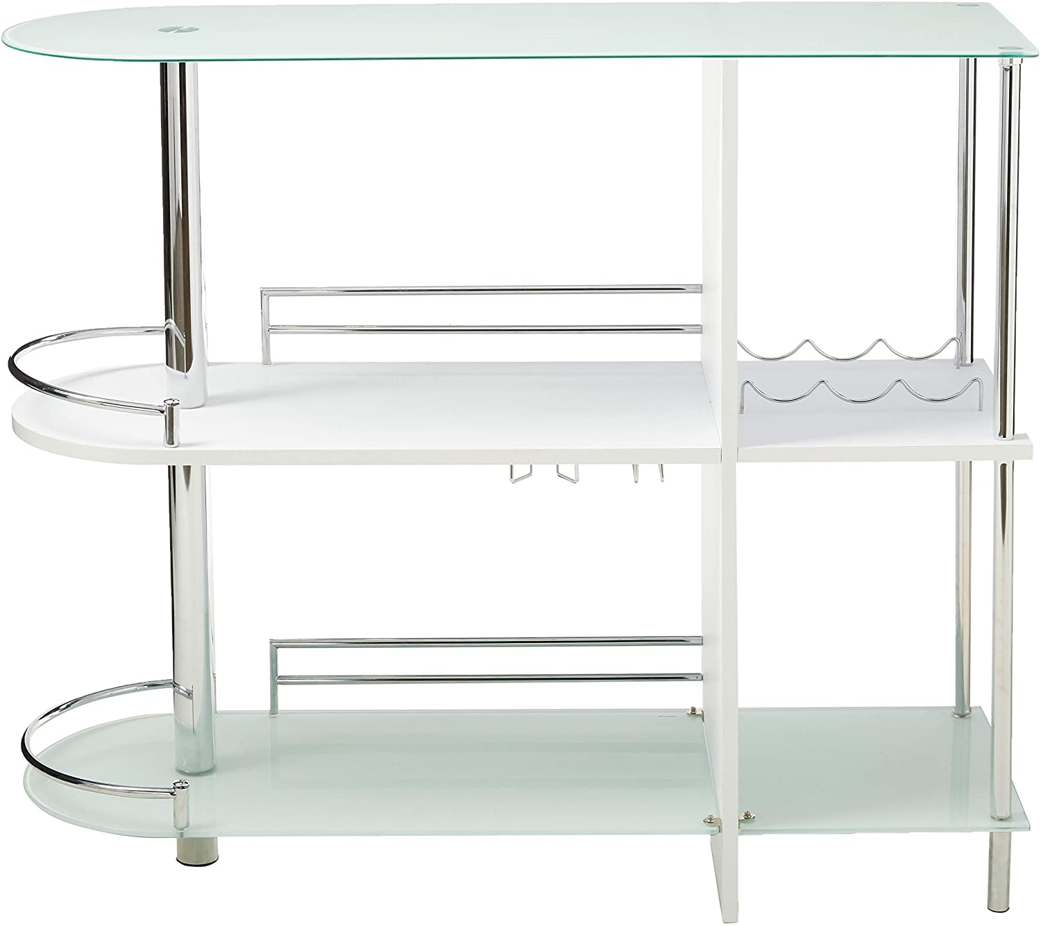 Bar Cabinet: Bar Table with Two Tempered Glass Shelves