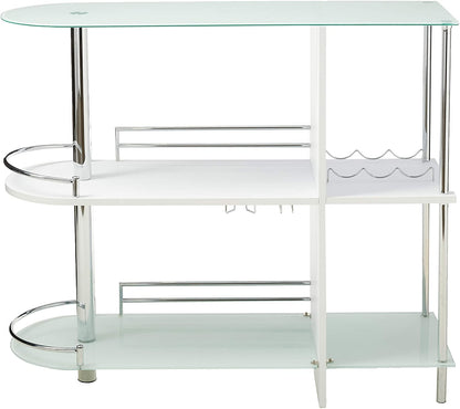 Bar Cabinet: Bar Table with Two Tempered Glass Shelves