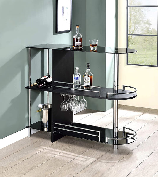 Bar Cabinet: Bar Table with Two Tempered Glass Shelves