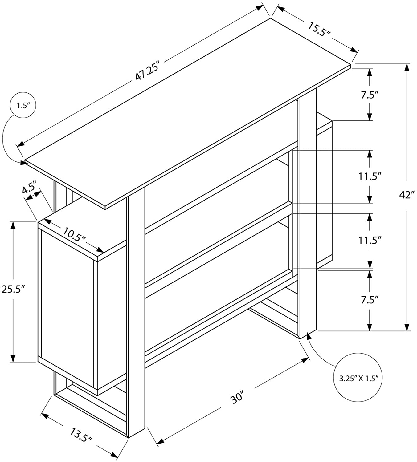 Bar Cabinet: Bar Unit with Bottle and Glass Storage, Cappuccino 