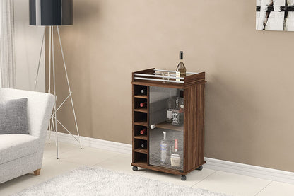 Bar Cabinet: Bar with Glass Door, Dark Brown
