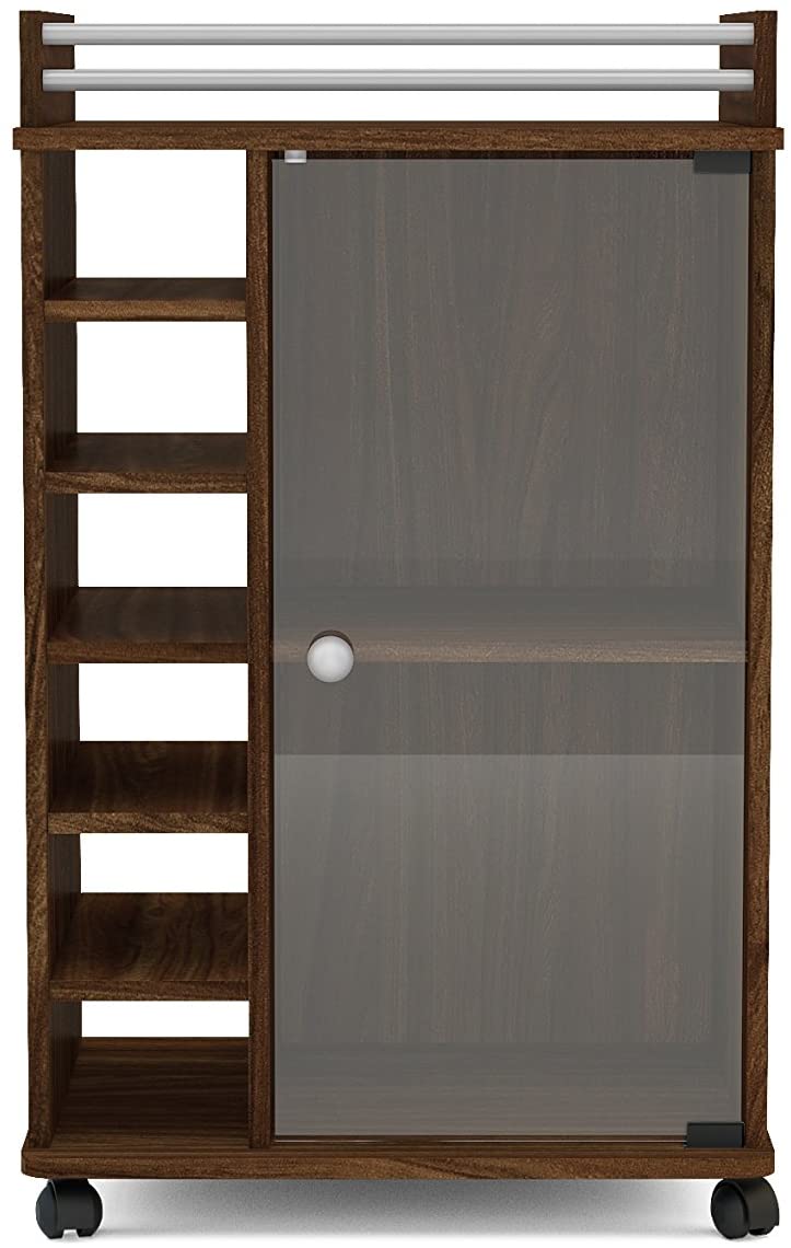 Bar Cabinet: Bar with Glass Door, Dark Brown