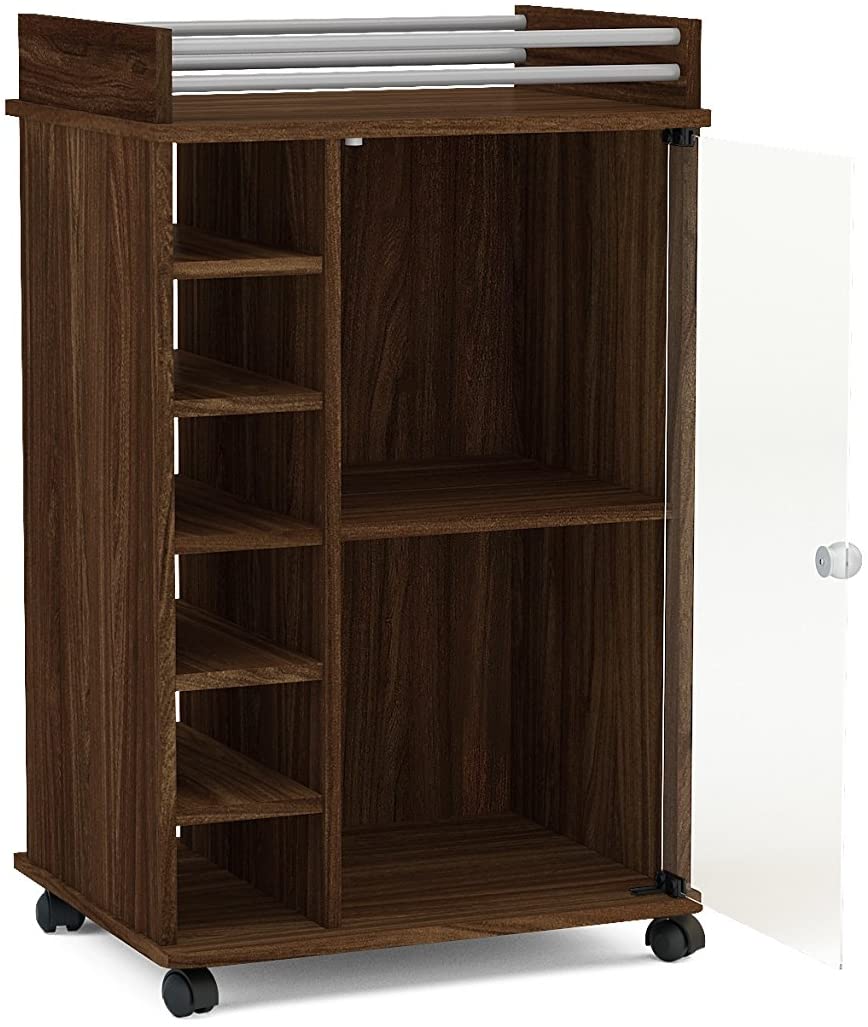 Bar Cabinet: Bar with Glass Door, Dark Brown