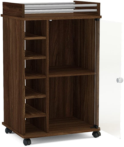 Bar Cabinet: Bar with Glass Door, Dark Brown