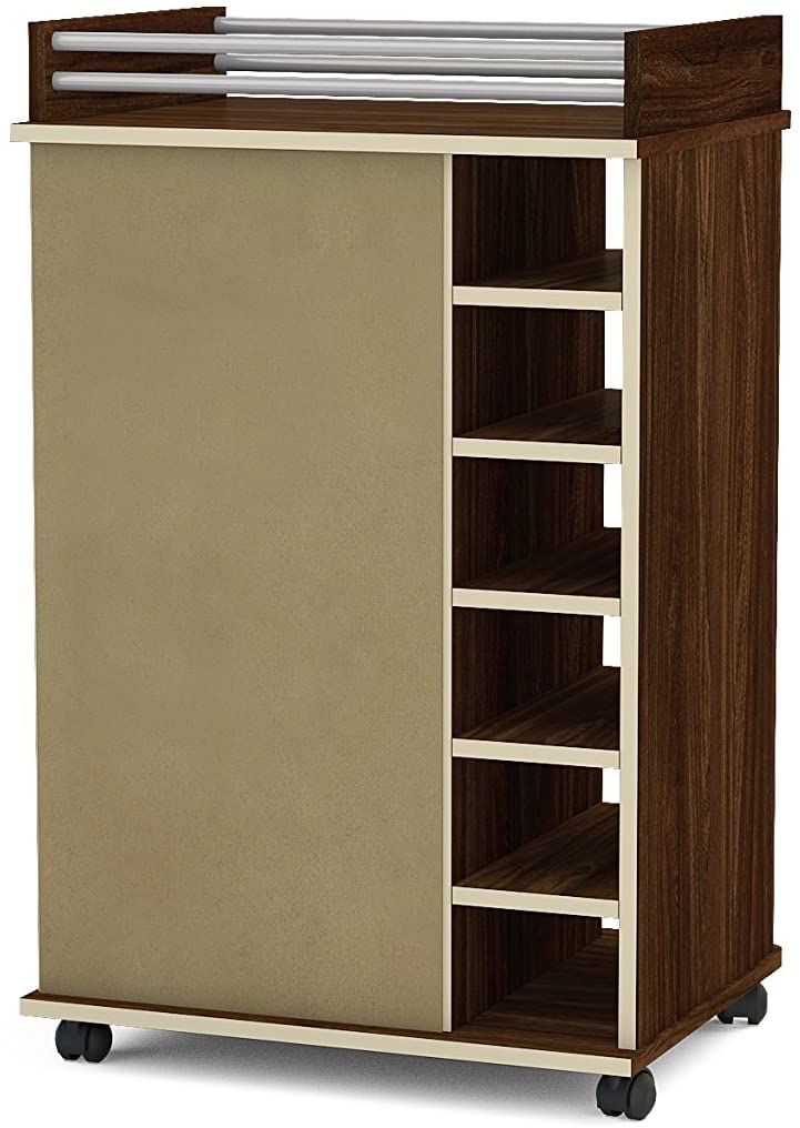 Bar Cabinet: Bar with Glass Door, Dark Brown