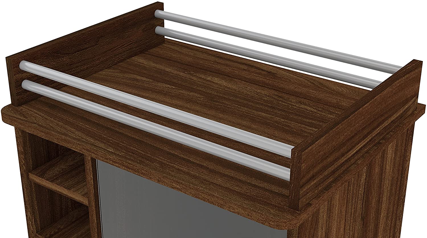 Bar Cabinet: Bar with Glass Door, Dark Brown