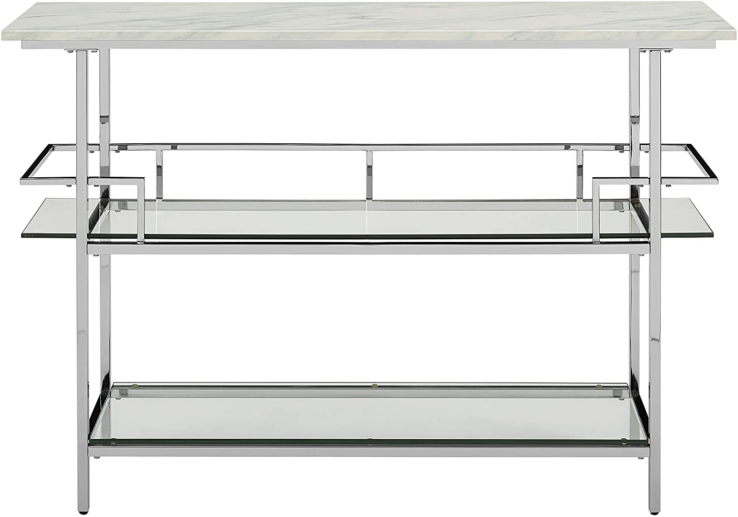 Bar Cabinet: Bar with Paper Marble Top, Chrome Finish 