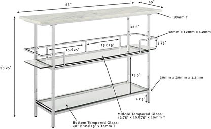 Bar Cabinet: Bar with Paper Marble Top, Chrome Finish 