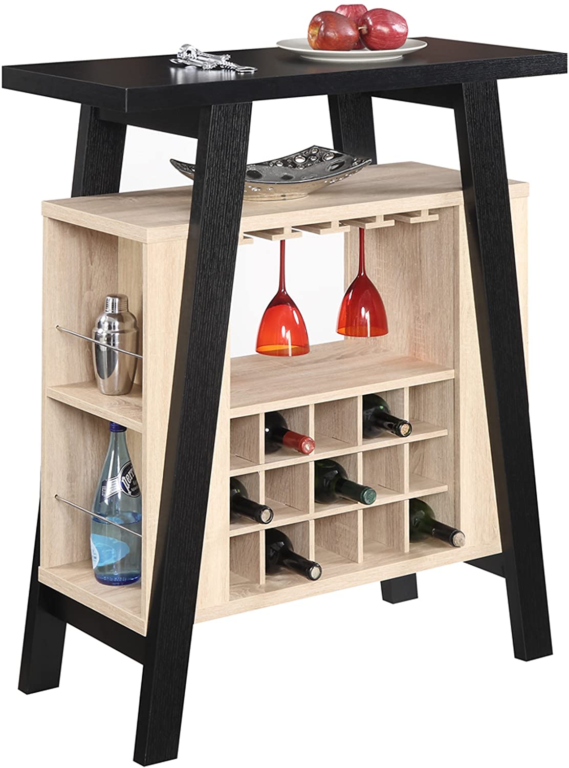 Bar Cabinet: Black / Weathered White Bar Console 