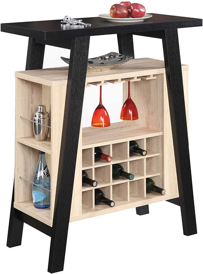 Bar Cabinet: Black / Weathered White Bar Console 