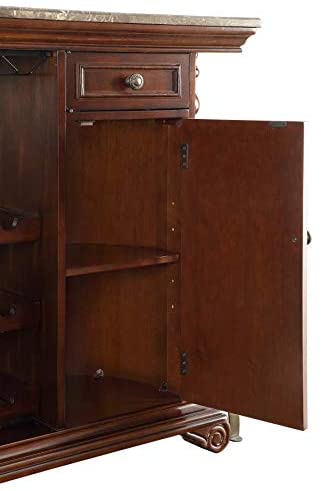Bar Cabinet: Brown 2-door 2-drawer Bar Unit with Marble Top 