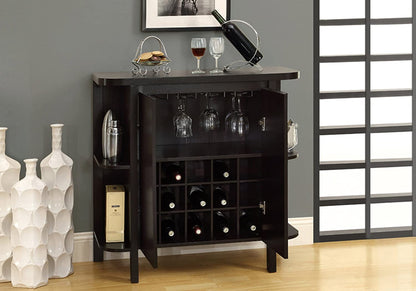 Bar Cabinet: Cappuccino Finish Modern Bar Cabinet 