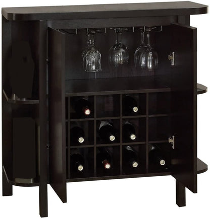 Bar Cabinet: Cappuccino Finish Modern Bar Cabinet 