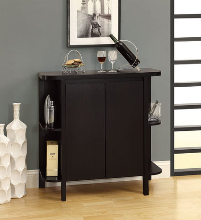Bar Cabinet: Cappuccino Finish Modern Bar Cabinet 