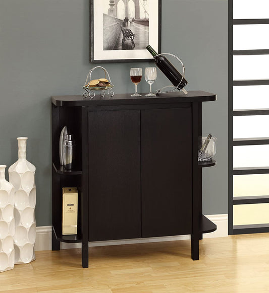Bar Cabinet: Cappuccino Finish Modern Bar Cabinet 