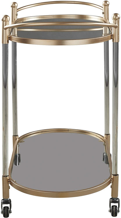 Bar Cabinet: Clear/Gold Finish Bar Cart 