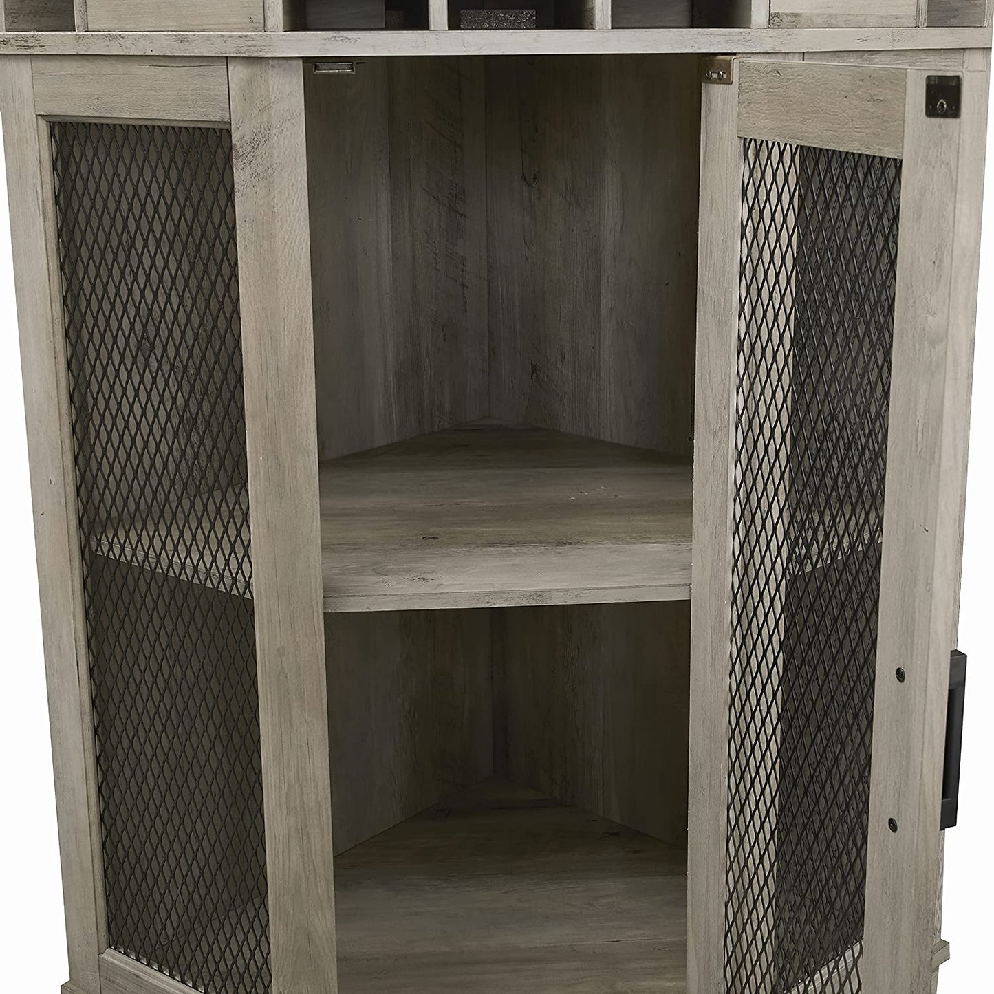 Bar Cabinet: Corner Bar Unit with Shelves