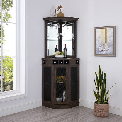 Bar Cabinet: Corner Bar Unit with Shelves