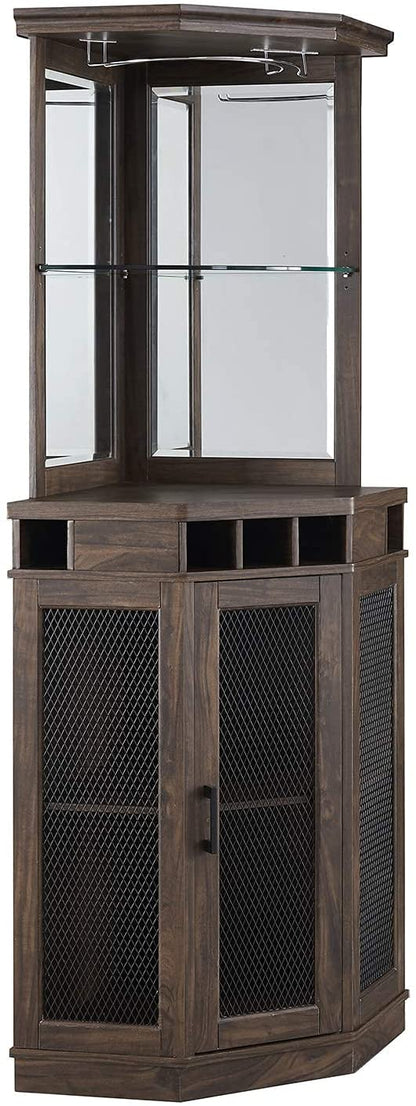 Bar Cabinet: Corner Bar Unit with Shelves