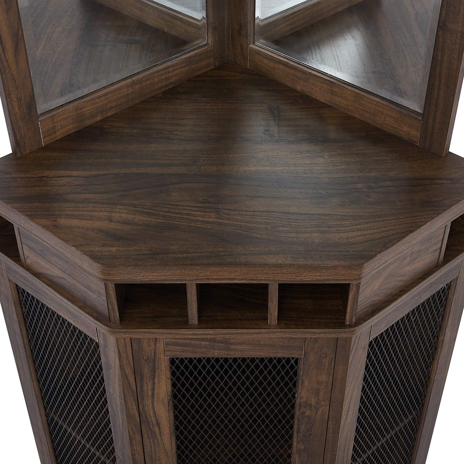 Bar Cabinet: Corner Bar Unit with Shelves