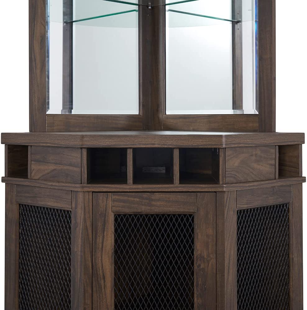 Bar Cabinet: Corner Bar Unit with Shelves