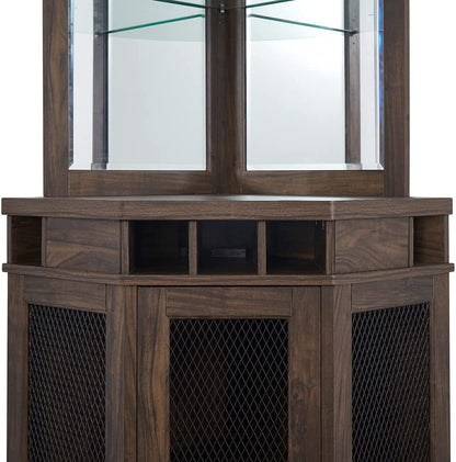 Bar Cabinet: Corner Bar Unit with Shelves