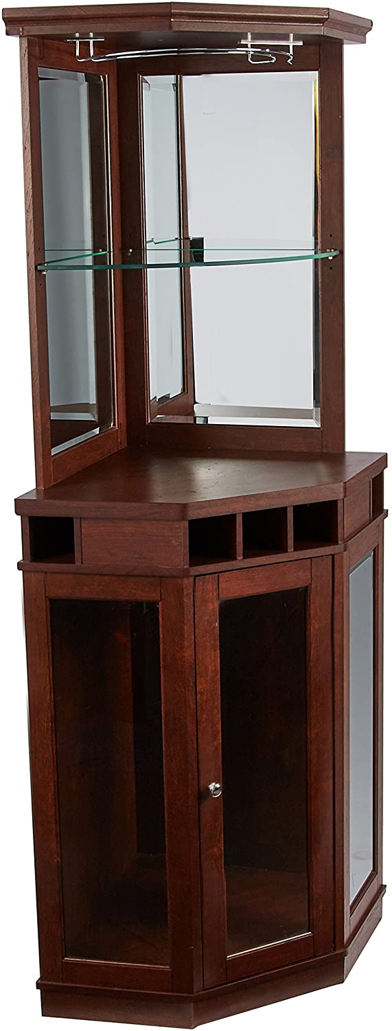 Bar Cabinet: Corner Bar Unit with Shelves