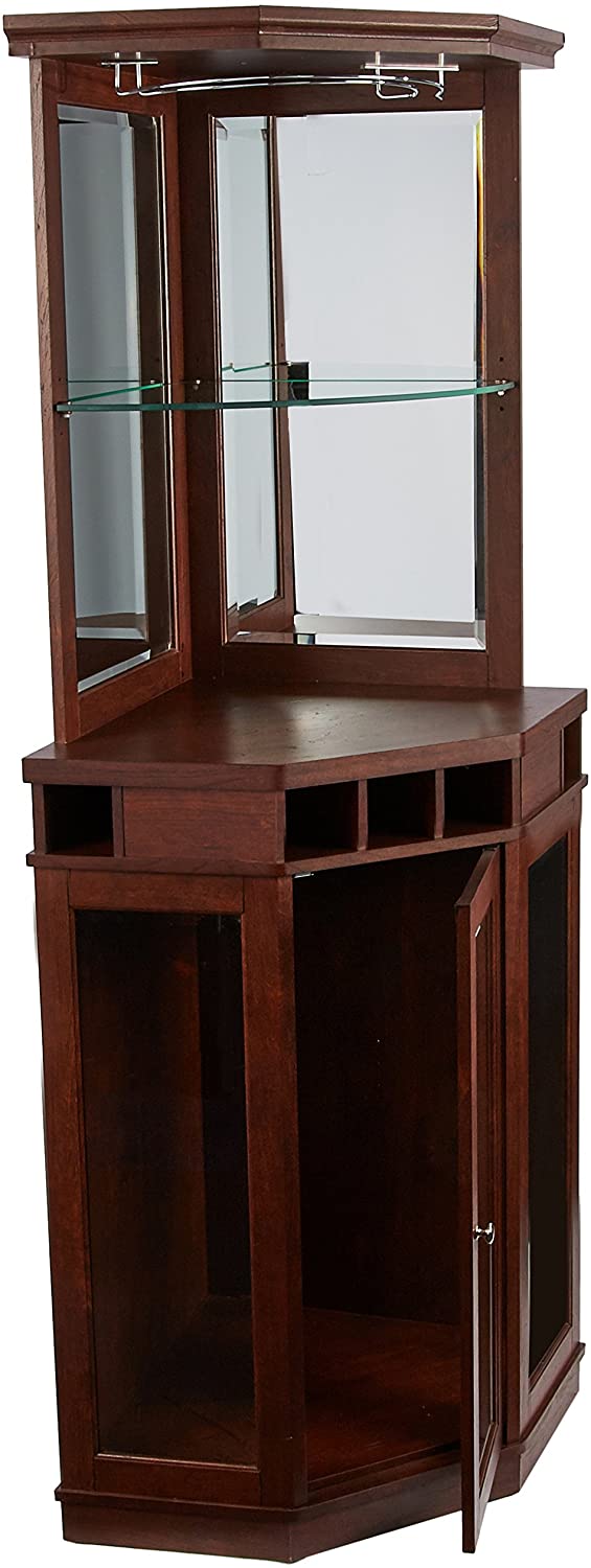 Bar Cabinet: Corner Bar Unit with Shelves