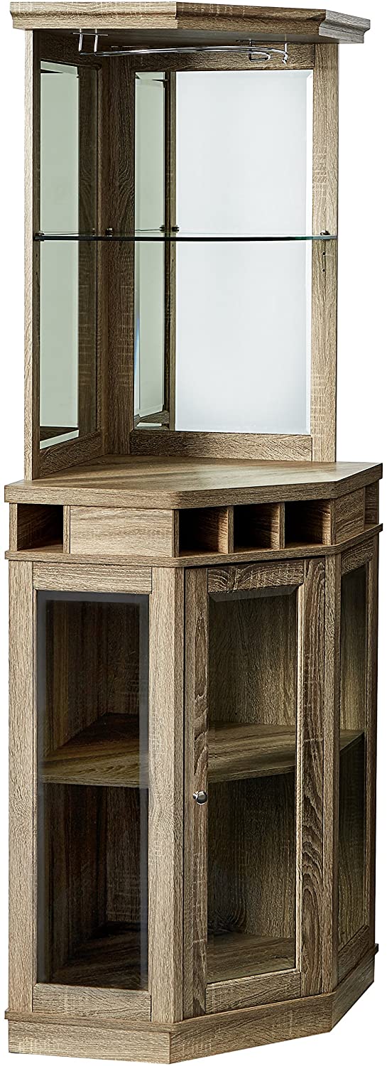 Bar Cabinet: Corner Bar Unit with Shelves