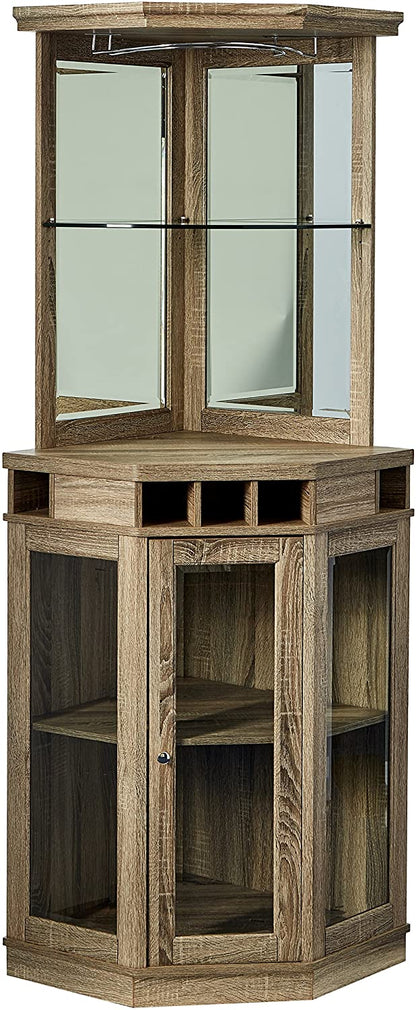 Bar Cabinet: Corner Bar Unit with Shelves