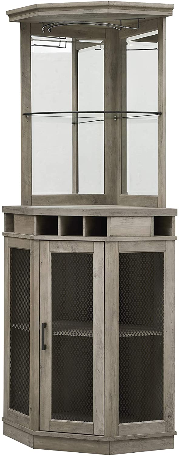 Bar Cabinet: Corner Bar Unit with Shelves