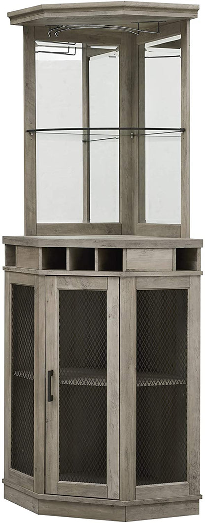 Bar Cabinet: Corner Bar Unit with Shelves